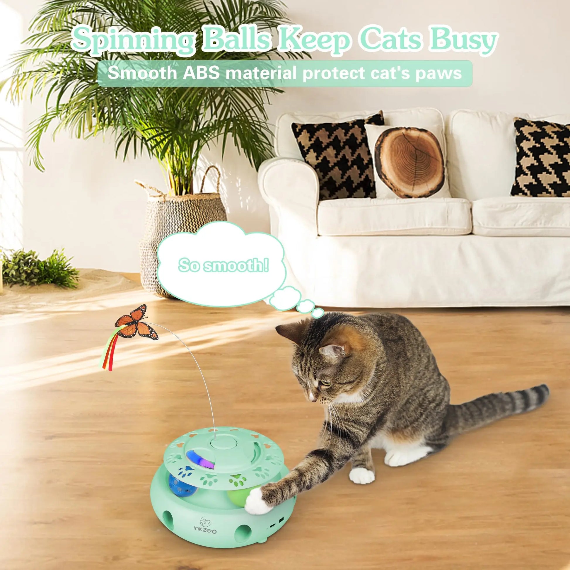 All-in-One Smart Cat Toy – Whack-A-Mole, Fluttering Butterfly & Rolling Balls | Keeps Indoor Cats Entertained for Hours