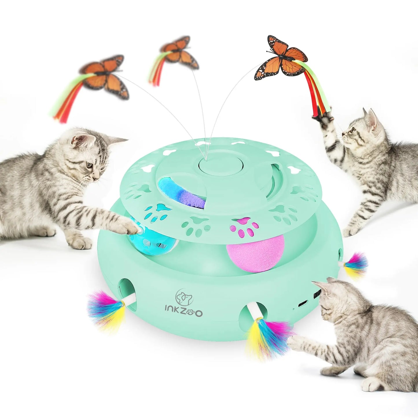 All-in-One Smart Cat Toy – Whack-A-Mole, Fluttering Butterfly & Rolling Balls | Keeps Indoor Cats Entertained for Hours