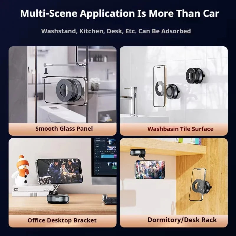 Universal MagSafe Car Holder – Magnetic Suction Phone Mount with 360° Rotation & Foldable Arm for Perfect Viewing Angle