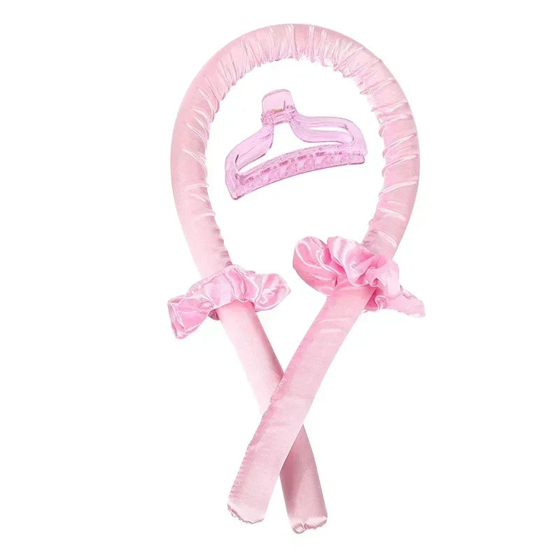 Overnight Heatless Curling Set – Soft Silk Ribbon Hair Rollers with Headband Cap for Natural, Damage-Free Curls
