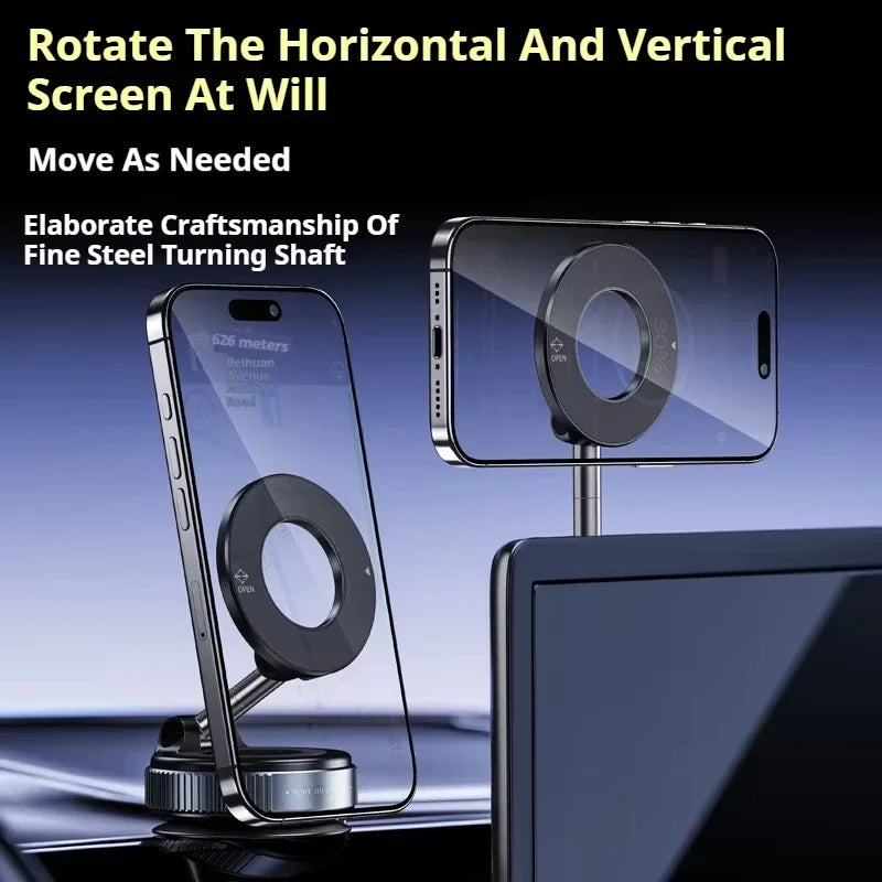 Universal MagSafe Car Holder – Magnetic Suction Phone Mount with 360° Rotation & Foldable Arm for Perfect Viewing Angle
