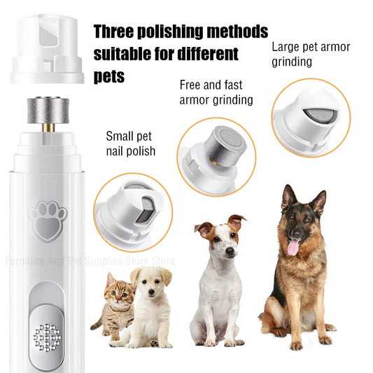 Quiet Nail Grinder for Dogs & Cats – Electric Clipper with Rechargeable Battery and Polishing Head