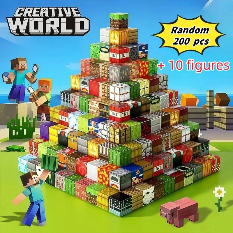 Magnetic Building Blocks Mine World Magnet Cube Set for Boy Girl Kid Age 3+