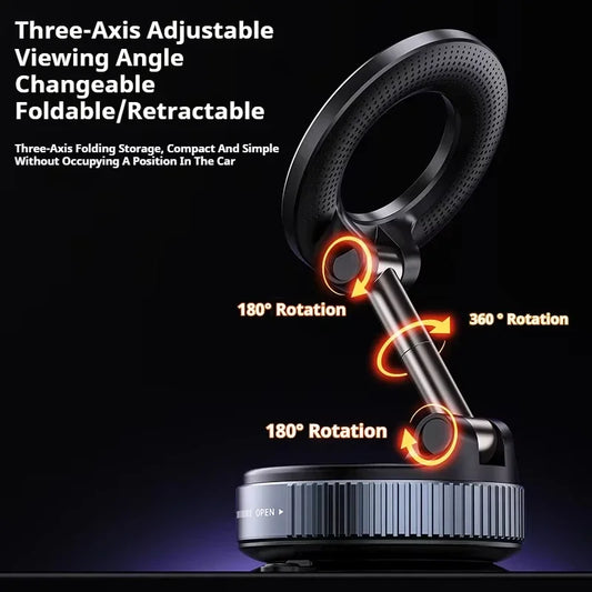 Universal MagSafe Car Holder – Magnetic Suction Phone Mount with 360° Rotation & Foldable Arm for Perfect Viewing Angle