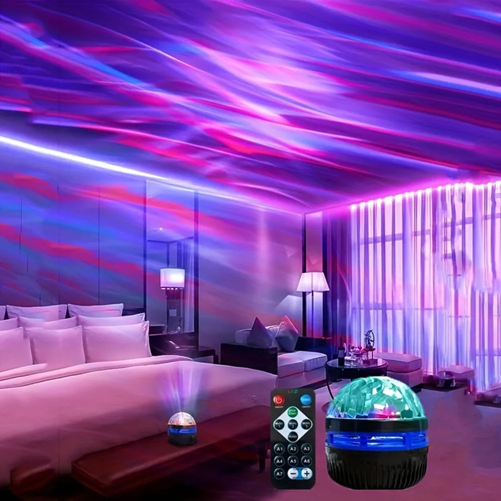 Galaxy Aurora Projector – 360° Rotating LED Night Light with Remote | USB Starry Sky Lamp for Bedroom, Gaming & Home Theater Ambience