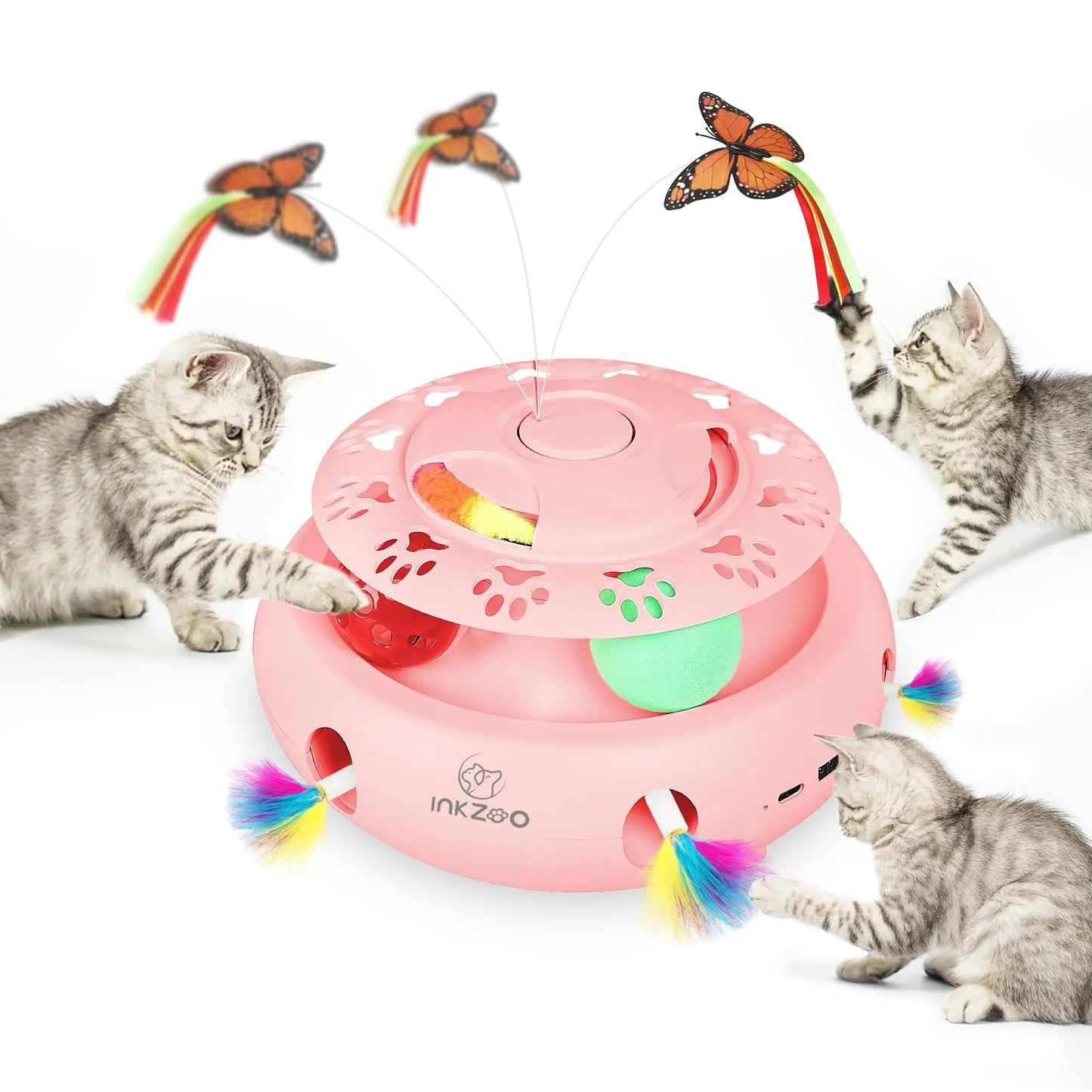 All-in-One Smart Cat Toy – Whack-A-Mole, Fluttering Butterfly & Rolling Balls | Keeps Indoor Cats Entertained for Hours