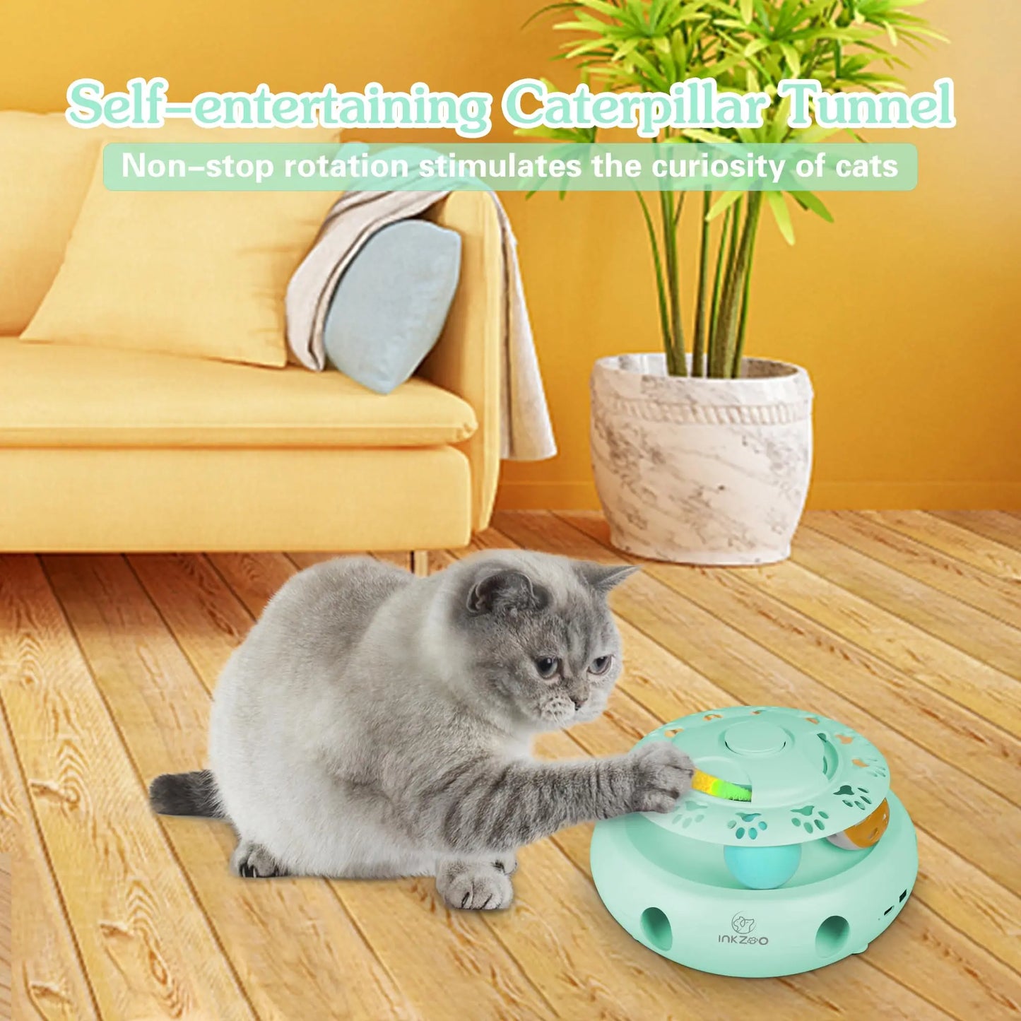 All-in-One Smart Cat Toy – Whack-A-Mole, Fluttering Butterfly & Rolling Balls | Keeps Indoor Cats Entertained for Hours