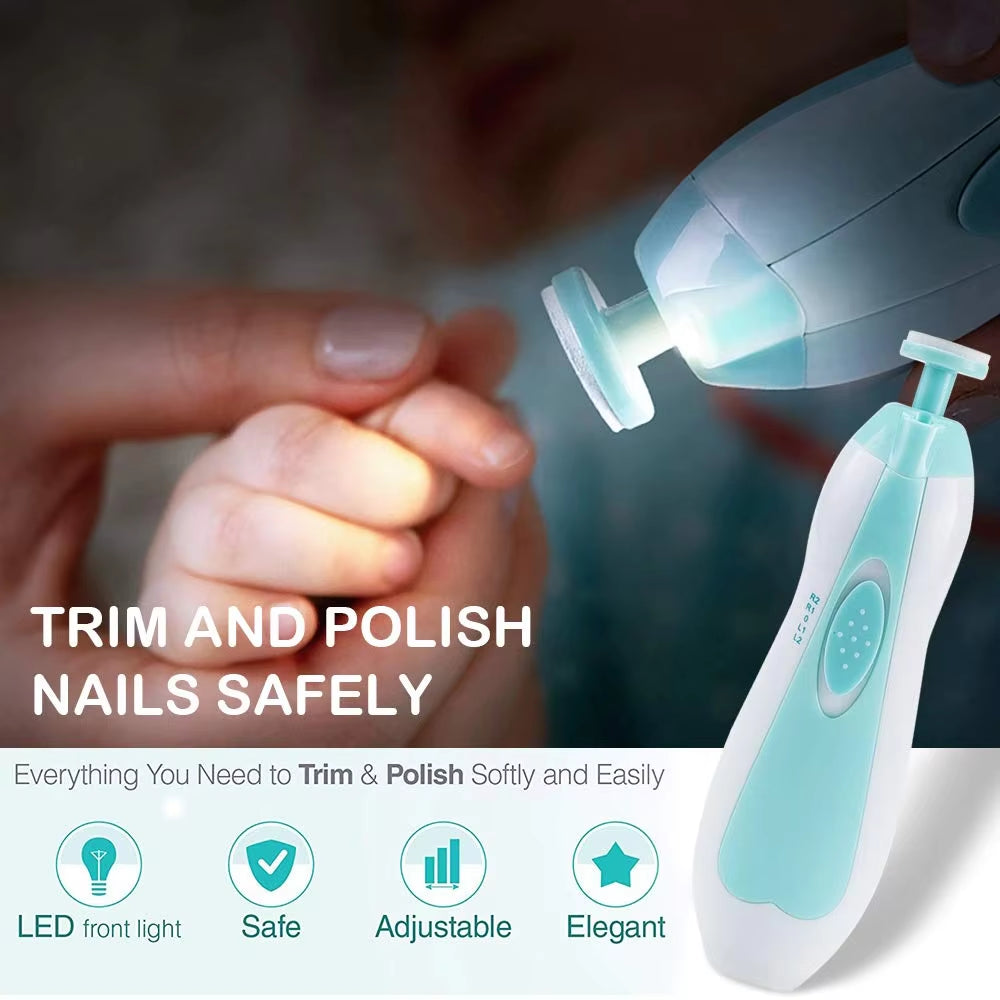 Electric Baby Nail Clipper LED Light Baby Nail Trimmer Baby Care Set 4-Speed Speed Adjustment with Low Noise