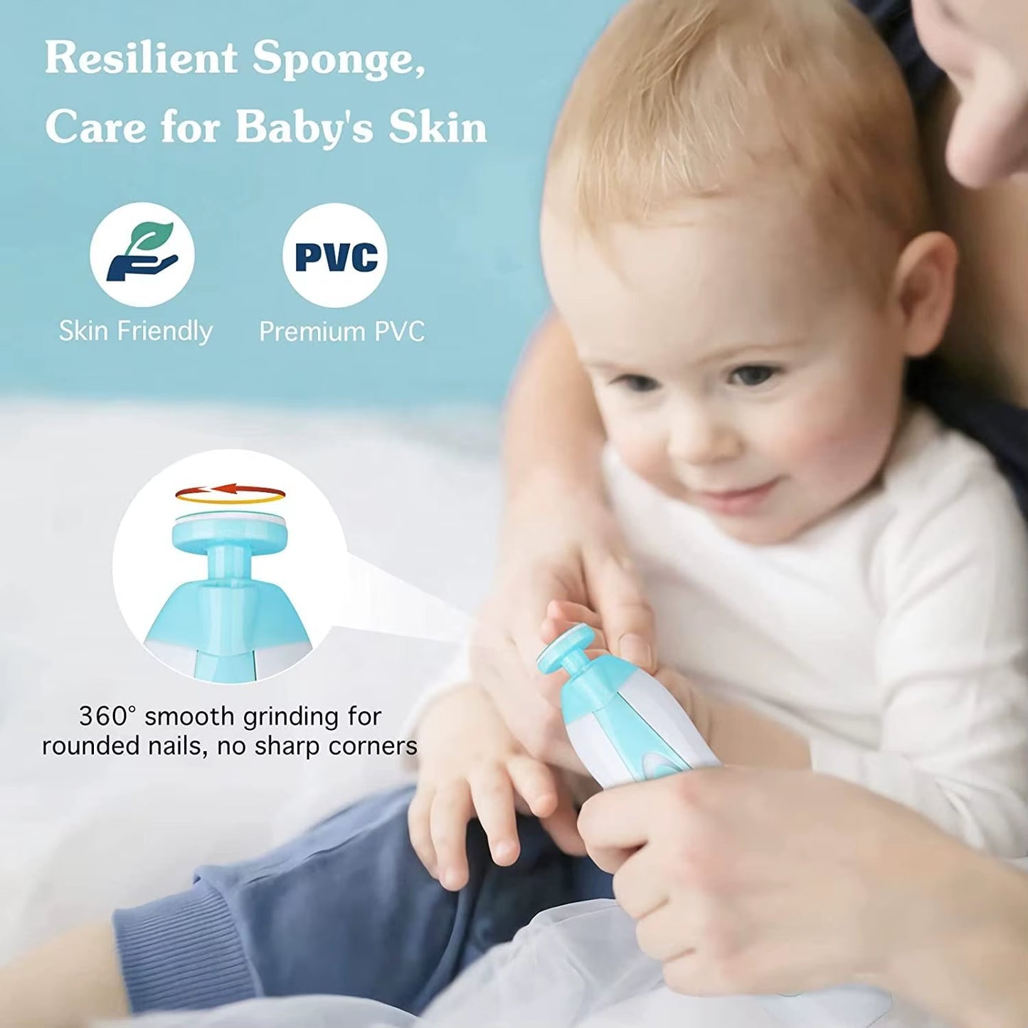 Electric Baby Nail Clipper LED Light Baby Nail Trimmer Baby Care Set 4-Speed Speed Adjustment with Low Noise