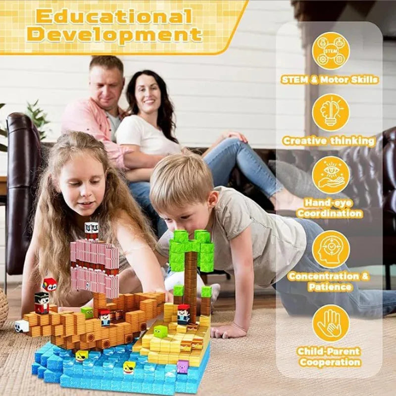 Magnetic Building Blocks Mine World Magnet Cube Set for Boy Girl Kid Age 3+ 