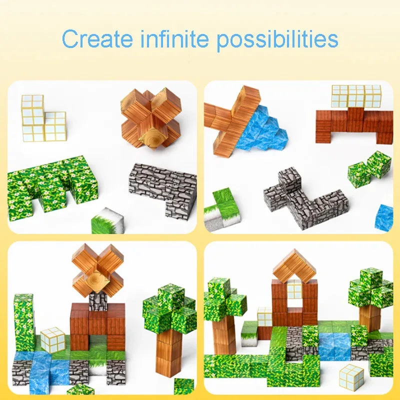 Magnetic Building Blocks Mine World Magnet Cube Set for Boy Girl Kid Age 3+ 