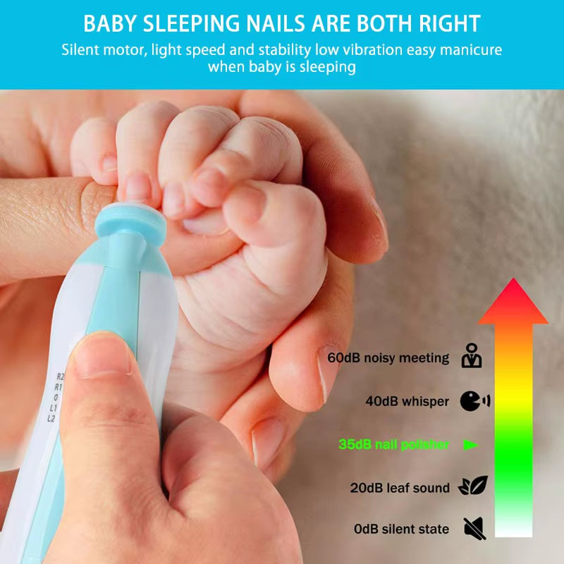 Electric Baby Nail Clipper LED Light Baby Nail Trimmer Baby Care Set 4-Speed Speed Adjustment with Low Noise